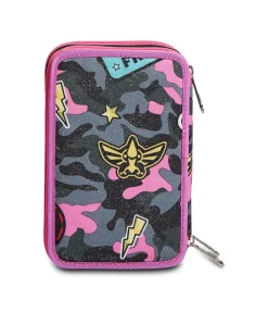 Best Seven ® 3 Zip Pencil Case - Camoulove Girl