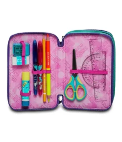 Shop Seven ® 3 Zip Pencil Case - Charming Patch