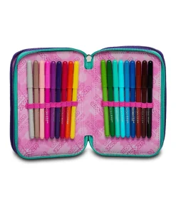 Shop Seven ® 3 Zip Pencil Case - Charming Patch