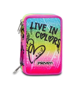 Flash Sale Seven ® 3 Zip Pencil Case - Colour Expression