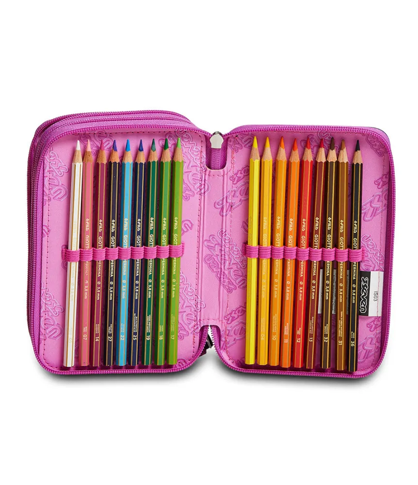 Sale Seven ® 3 Zip Pencil Case - Drawingpin Girl