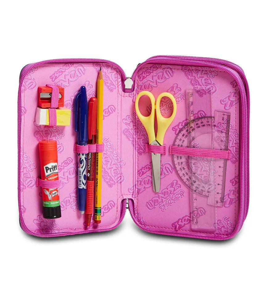 Sale Seven ® 3 Zip Pencil Case - Drawingpin Girl