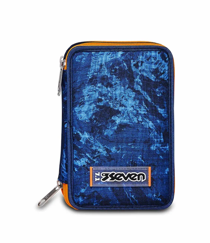 New Seven ® 3 Zip Pencil Case - Deeply Indigo