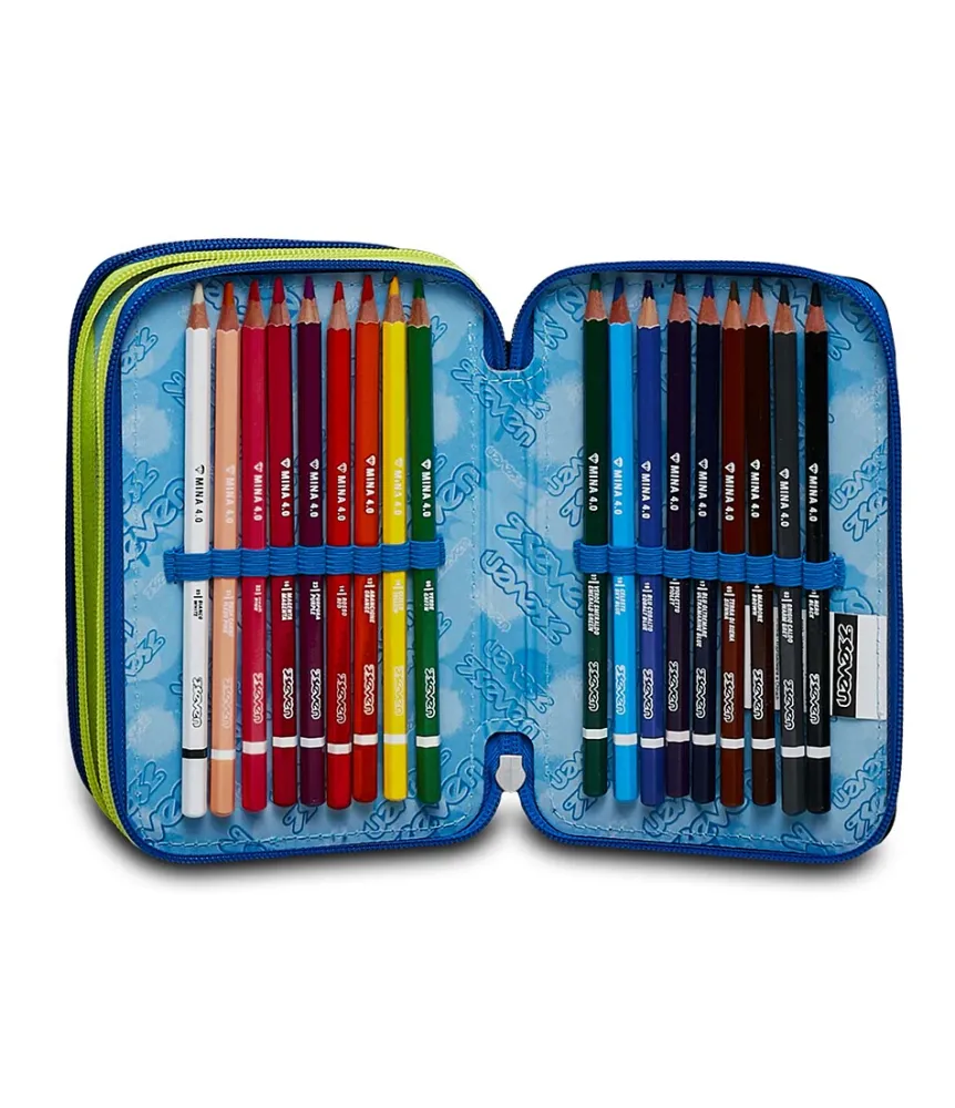 Hot Seven ® 3 Zip Pencil Case - Fluo Belts