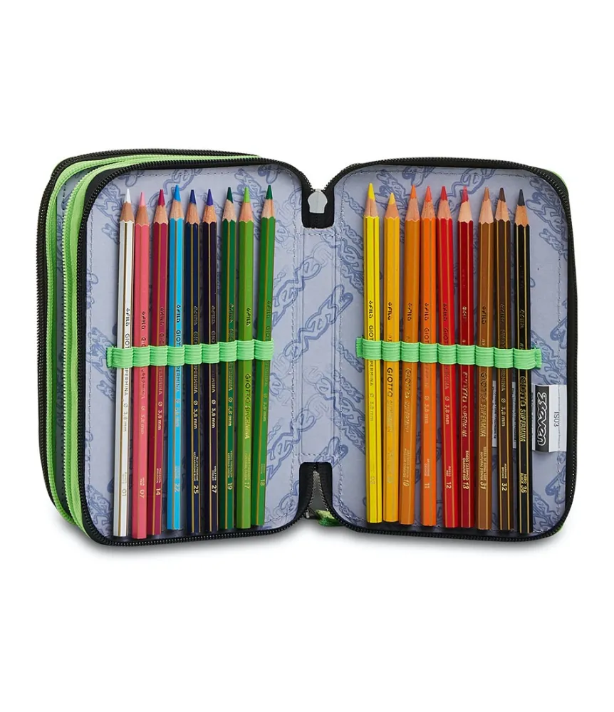 Best Seven ® 3 Zip Pencil Case - Half Black