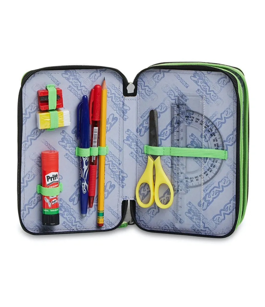 Best Seven ® 3 Zip Pencil Case - Half Black