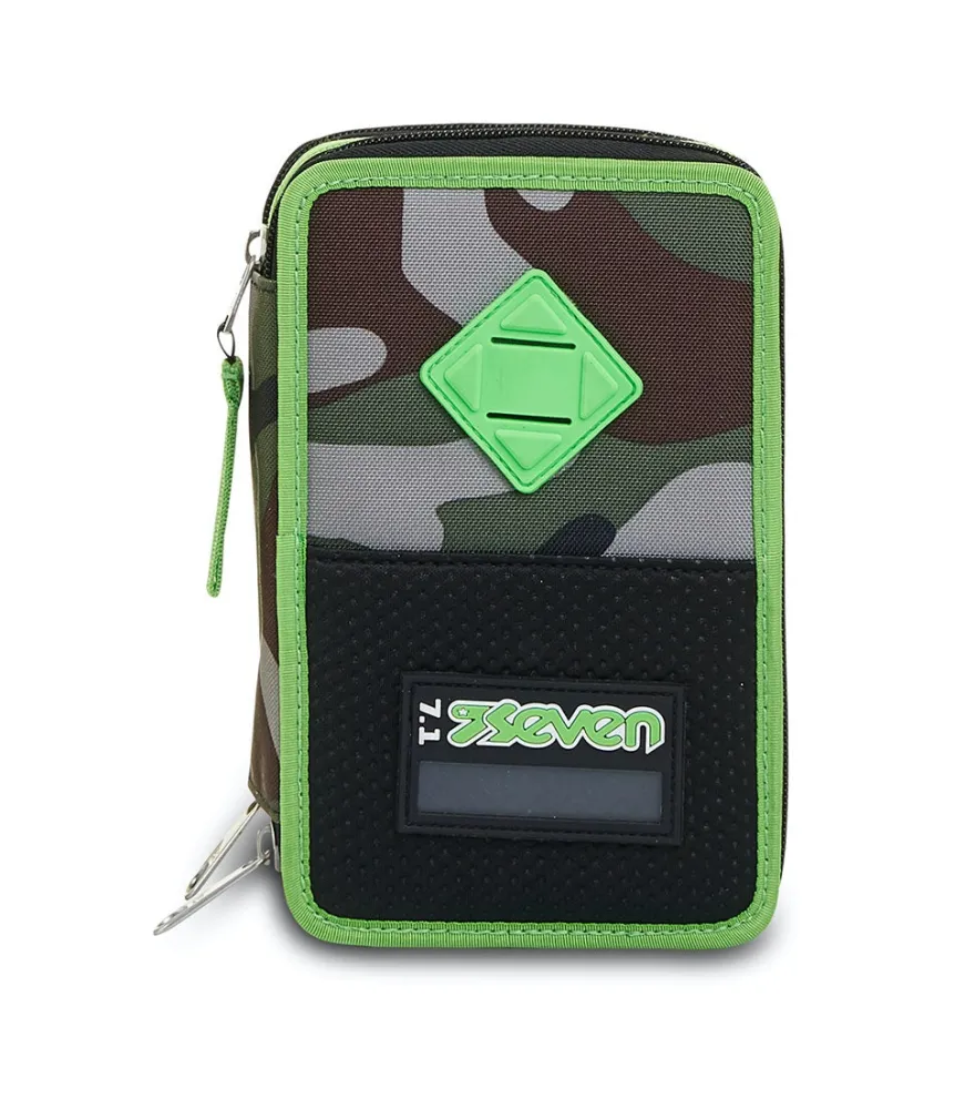Best Seven ® 3 Zip Pencil Case - Half Black