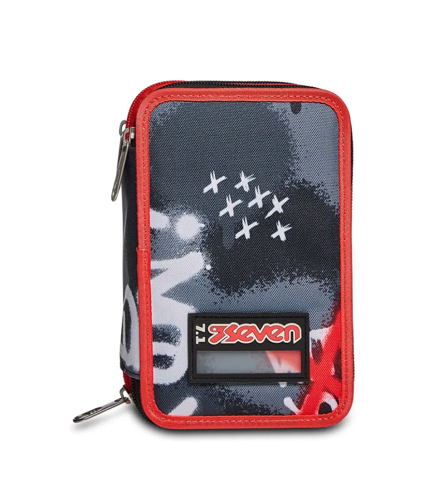 Shop Seven ® 3 Zip Pencil Case - Rock On Boy