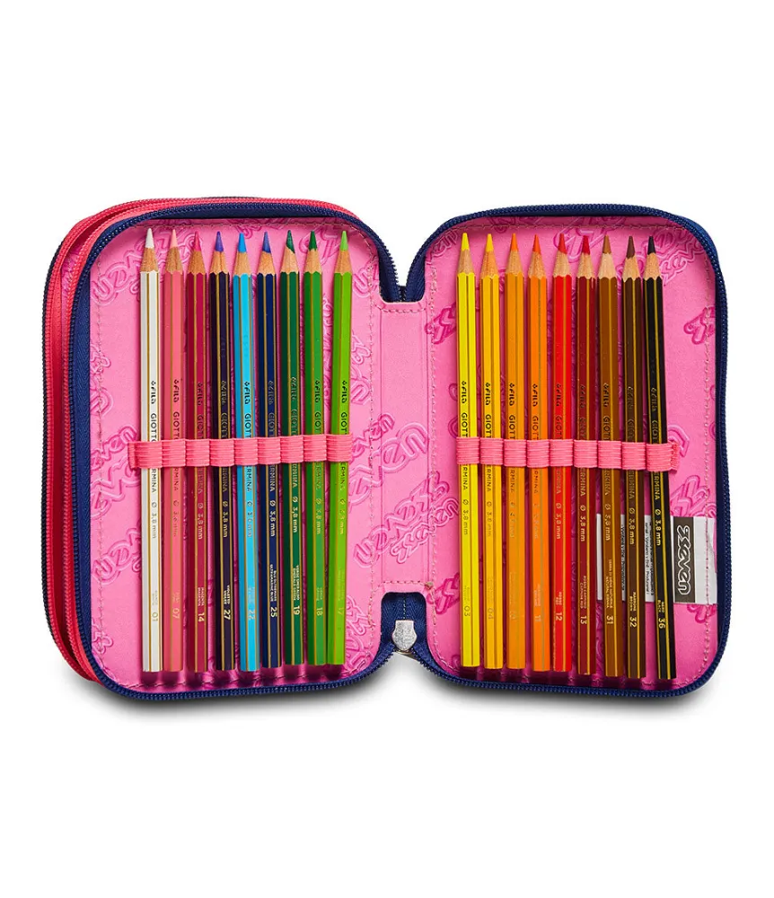 Sale Seven ® 3 Zip Pencil Case - Rock On Girl