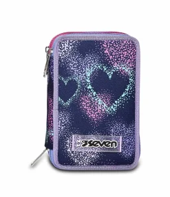 Discount Seven ® 3 Zip Pencil Case - Shading Heart