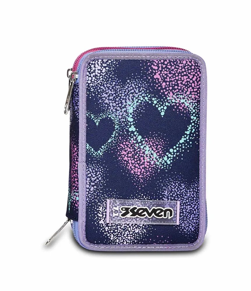 Discount Seven ® 3 Zip Pencil Case - Shading Heart