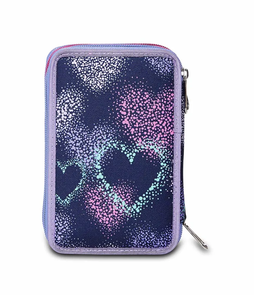 Discount Seven ® 3 Zip Pencil Case - Shading Heart
